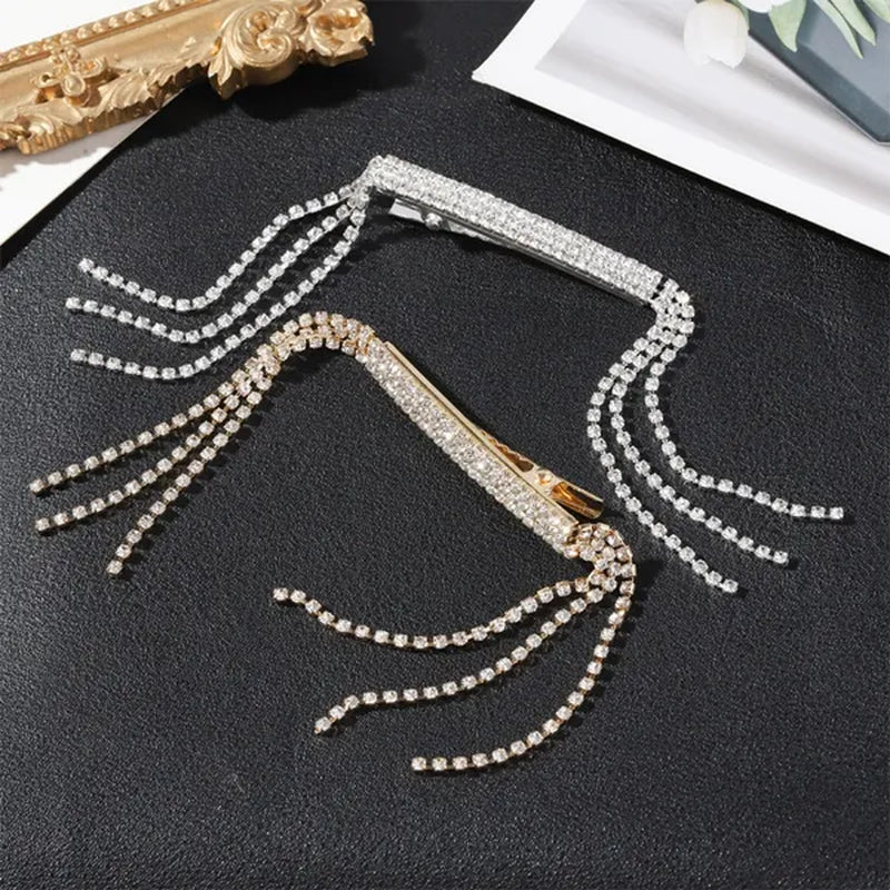 New Diamond Inlaid Female Tassel Hairpin Back Hairpin Suit Brooch Accessory Clip Dual Purpose