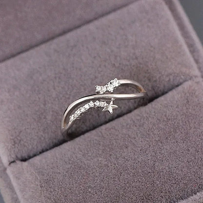 Women Small and Exquisite 925 Sterling Silver Color MorningStar Bright Diamonds Thin Ring Party Courtship Proposal Rings