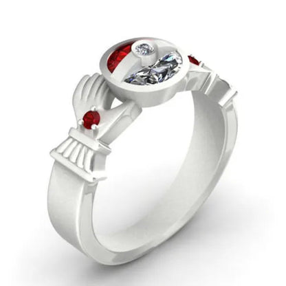 Unique Silver Anniversary Statement Ring Natural Gemstones Ruby Ring Wedding Bride Engagement Band Charm Ring Jewelry