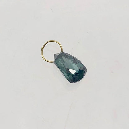 Blue Diamond Briolette 18K Gold Pendant | .8 Cts | 6X4Mm |