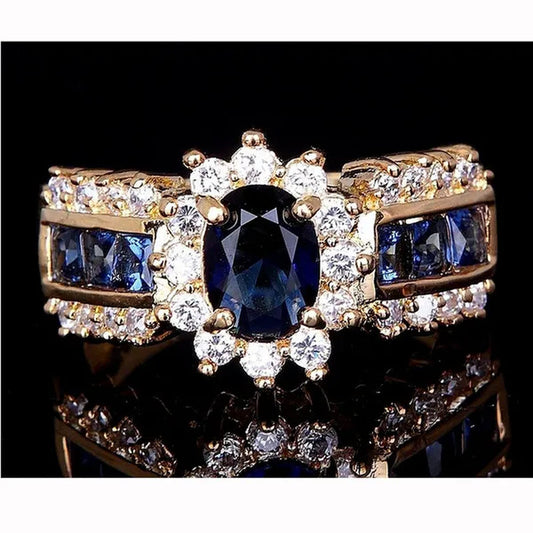 Jewelry Women Men's Blue Crystal Cubic Zirconia Engagement Wedding Rings Sz 7 8 9 10 11 - WORLD TIME VISITS