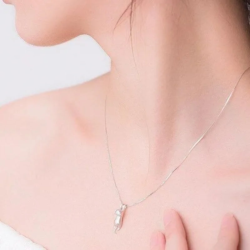 Genuine Cute Cat Pendant Necklace for Women Daily Casual Party Jewelry Gift