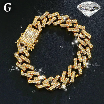 New Men's Women's Fashion Diamond Bracelet  Gold/925 Silver Plated Bracelet Luxury Bracelet Byzantine Chain Cuban Chain Birthday Holiday Gift (8 Inch)