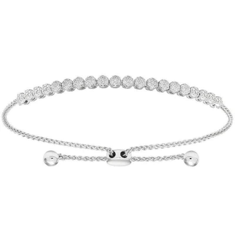 Sterling Silver and 0.25 CT. T.W. Diamond Tennis Style Bolo Bracelet