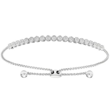 Sterling Silver and 0.25 CT. T.W. Diamond Tennis Style Bolo Bracelet