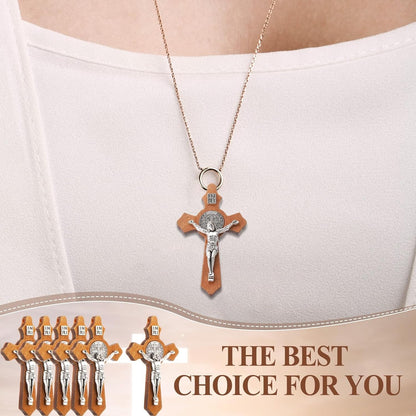 Handmade Wooden Christian Jesus Cross Pendants Catholic Crosses Religious Crucifix Charms Pendants for DIY Rosary Necklace Jewelry Charms Making Craft for Church Easter Christian Gift