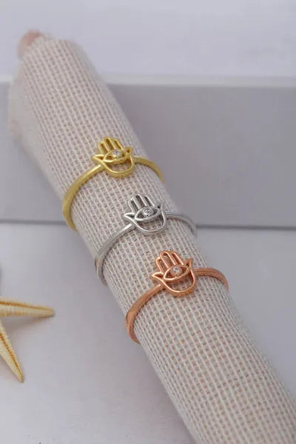 Special Design Hamsa Ring, 925 Sterling Silver Hamsa Ring, Fatima Hand Ring, Handmade Silver Hamsa Ring, Delicate Silver Ring, Silver Ring, Delicate Silver Ring, Religious Ring, (White, Rose and Gold), Valentine's Day Gift, Christmas Gift, Mothers Gift