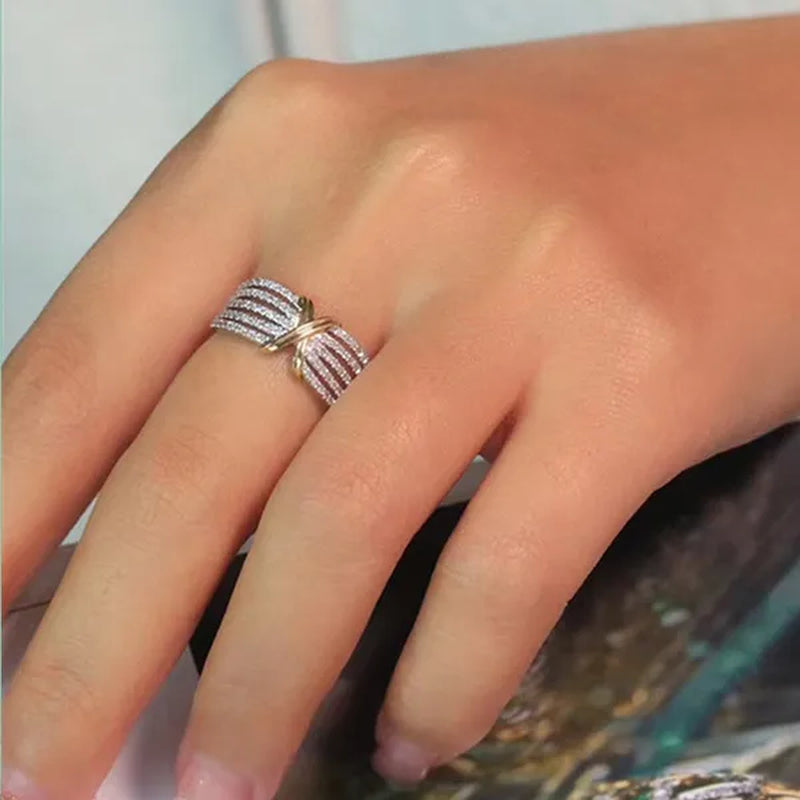 Women's Fashion White Zircon Ring Elegant Bride Proposal Engagement Wedding Party Band Anniversary Gift Promise Rings