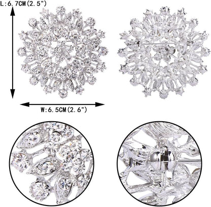 Women'S Austrian Crystal Elegant Flower Leaf Bridal Corsage Brooch Pin