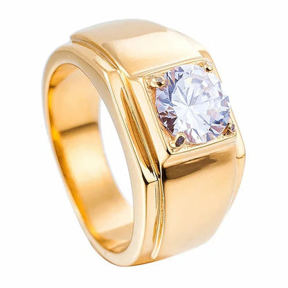 NOVE JEWELRY women men fashion 316L stainless steel charm cubic zirconia cz exquisite ring new elegant engagement & wedding band anniversary gifts silver / gold US Size 7 to 11
