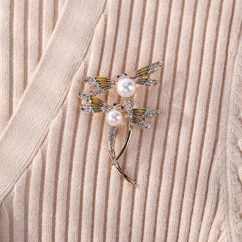 New Classic Painted Dragonfly Shell Pearl Insect Brooch Clothing Accessories Pin Brooches Women Girls Jewelry Gifts  65X50X20mm