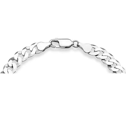 Fashion 925 Sterling Silver Italian 7mm Solid Diamond-Cut Cuban Link Curb Chain Bracelet for Men Women Charm Jewelry