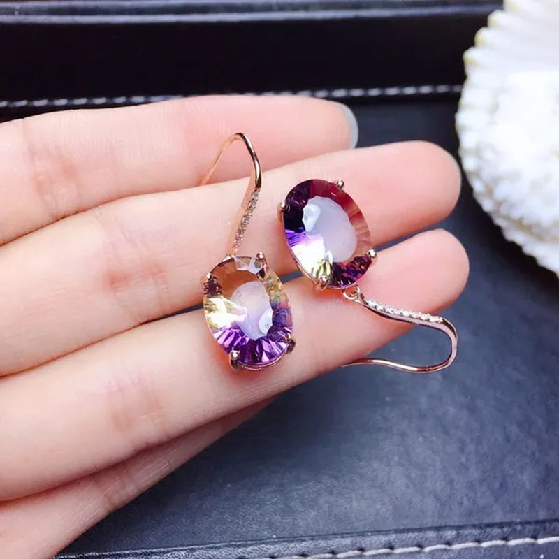 2022 Fashion Trend New Earrings Colorful Gemstone Amethyst Plating 18K Earrings for Women Charm Jewelry Christmas Party Gift