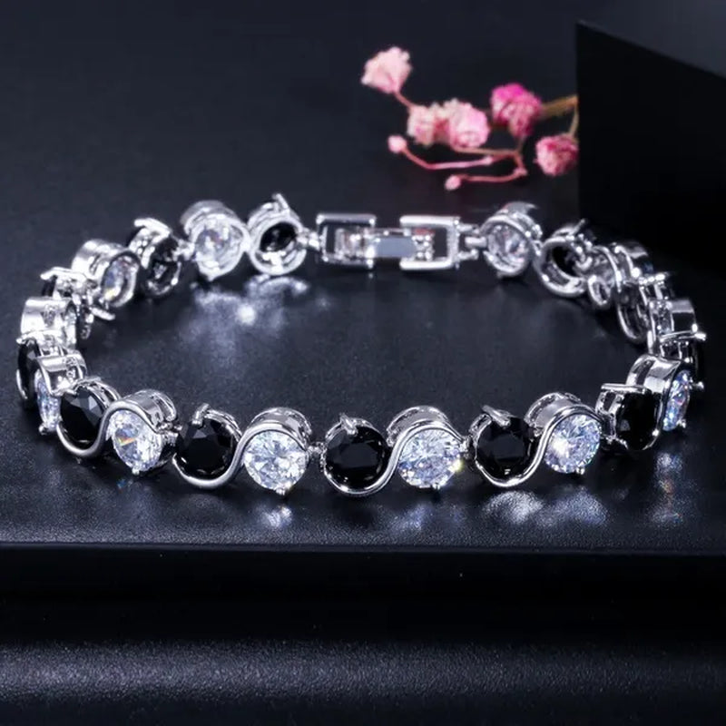CANDICE White Gold Plated Natural Purple Crystal Bracelets Bangles For Femme Romantic Gift 18CM