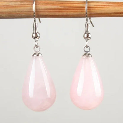 1 Pair 13X20MM Amethyst Clear Quartz Lapis Lazuli Turquoise Rose Quartz Opal Obsidian Jasper Drop Cone Bead Hook Dangle Diy Earrings