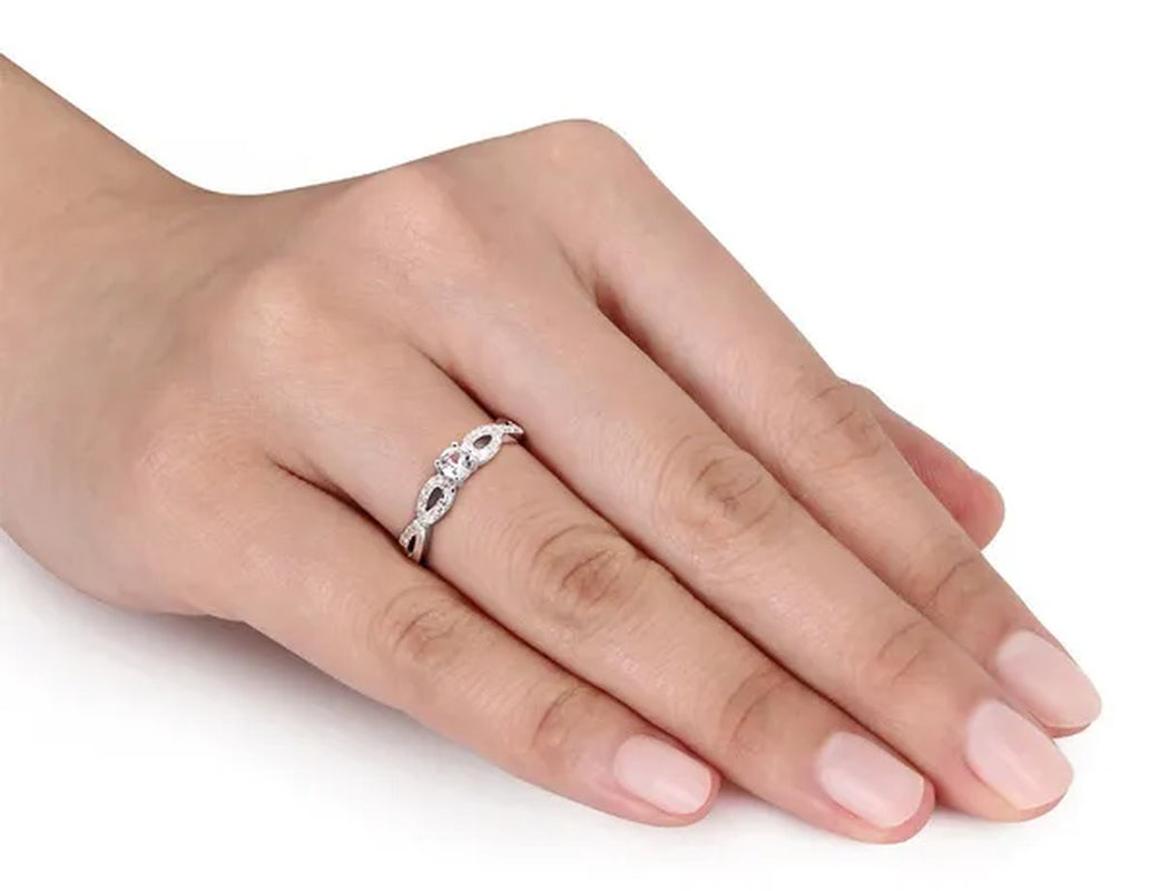 1/4 Carat (Ctw) Lab-Created White Sapphire Infinity Ring with Diamonds in Sterling Silver