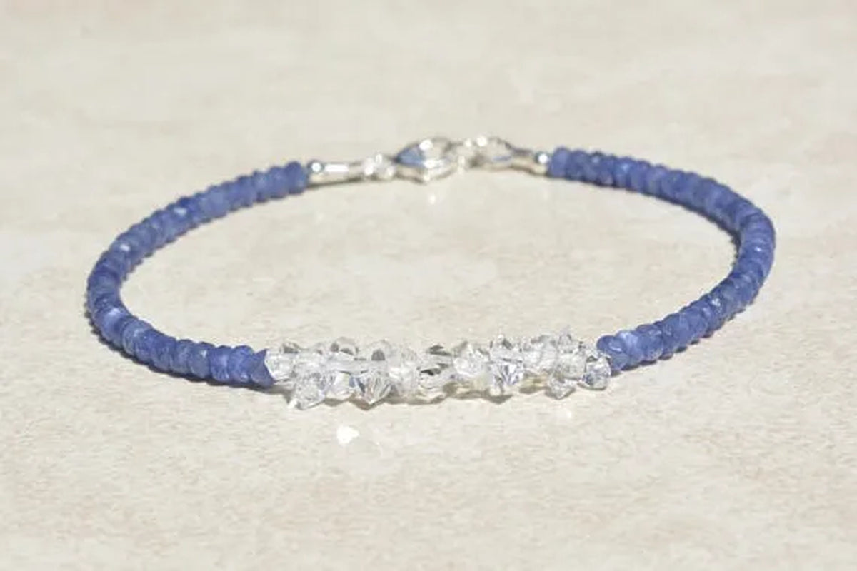 Sapphire Bracelet Natural Blue Sapphires Sapphire Birthstone Bracelet Beaded Bracelet