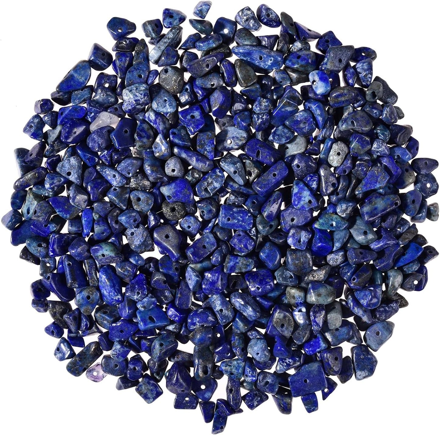 450Pcs 5-8Mm Natural Blue Lapis Lazuli Tumbled Chip Stone Beads Bulk Irregular Shaped Drilled Loose Gemstones Beads with Box for DIY Jewelry Making