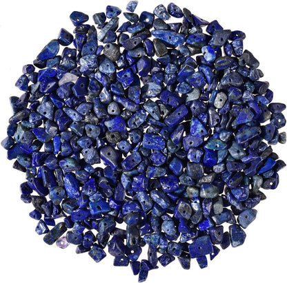 450Pcs 5-8Mm Natural Blue Lapis Lazuli Tumbled Chip Stone Beads Bulk Irregular Shaped Drilled Loose Gemstones Beads with Box for DIY Jewelry Making
