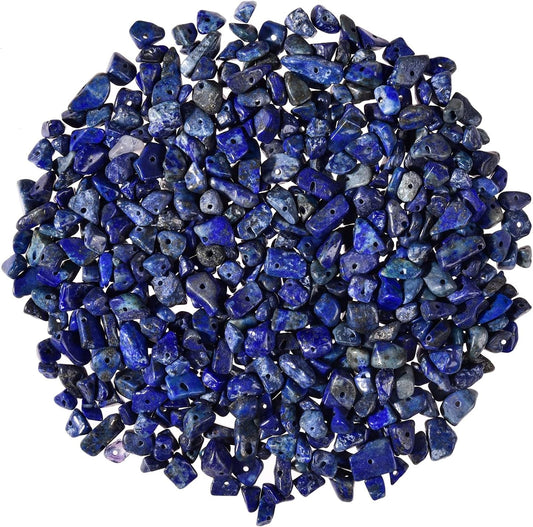 450Pcs 5-8Mm Natural Blue Lapis Lazuli Tumbled Chip Stone Beads Bulk Irregular Shaped Drilled Loose Gemstones Beads with Box for DIY Jewelry Making