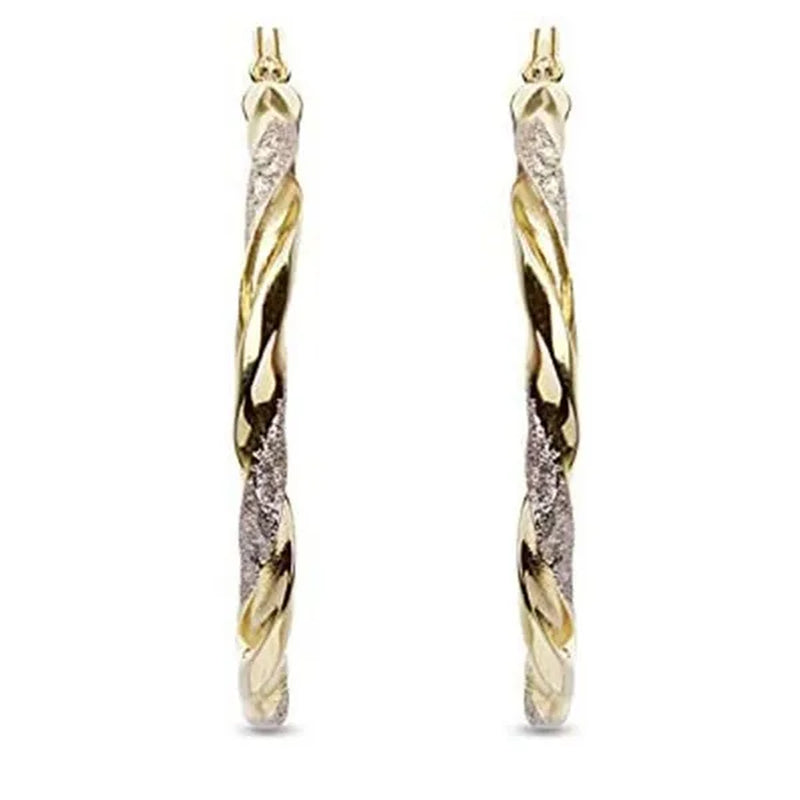 Women Fashion Hoop Earrings Spiral Circle Earrings Simple Big Circle Gold Loop Earrings