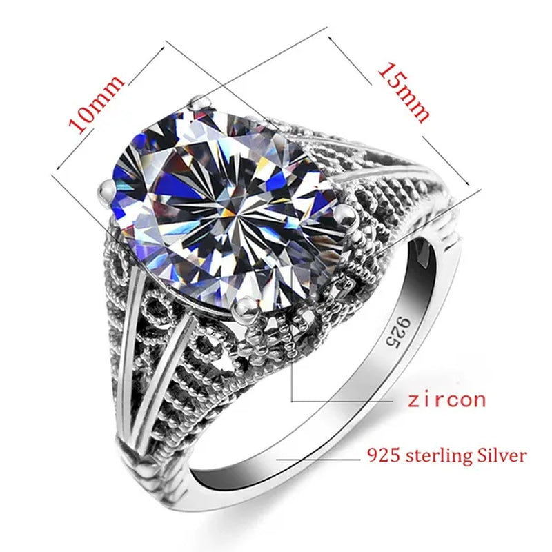 Edward Antique Semi-Precious Stone Wedding Rings for Women Solid 925 Sterling Silver Created Zircon Crystals Rings Female Anel