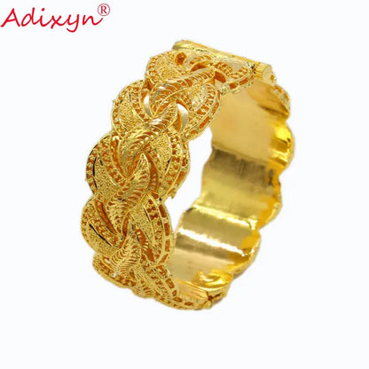 Adixyn Ethiopian Gold Bangle for Women Wedding Bride Bracelets Gold Color Jewelry Middle East African Bride Gifts N10276