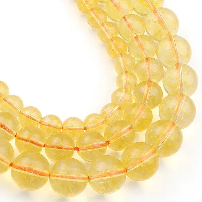 Citrines Yellow Crystal Stone round Beads Glass Beads for Bracelet Jewelry Making Bracelet Necklace 6/8/10Mm