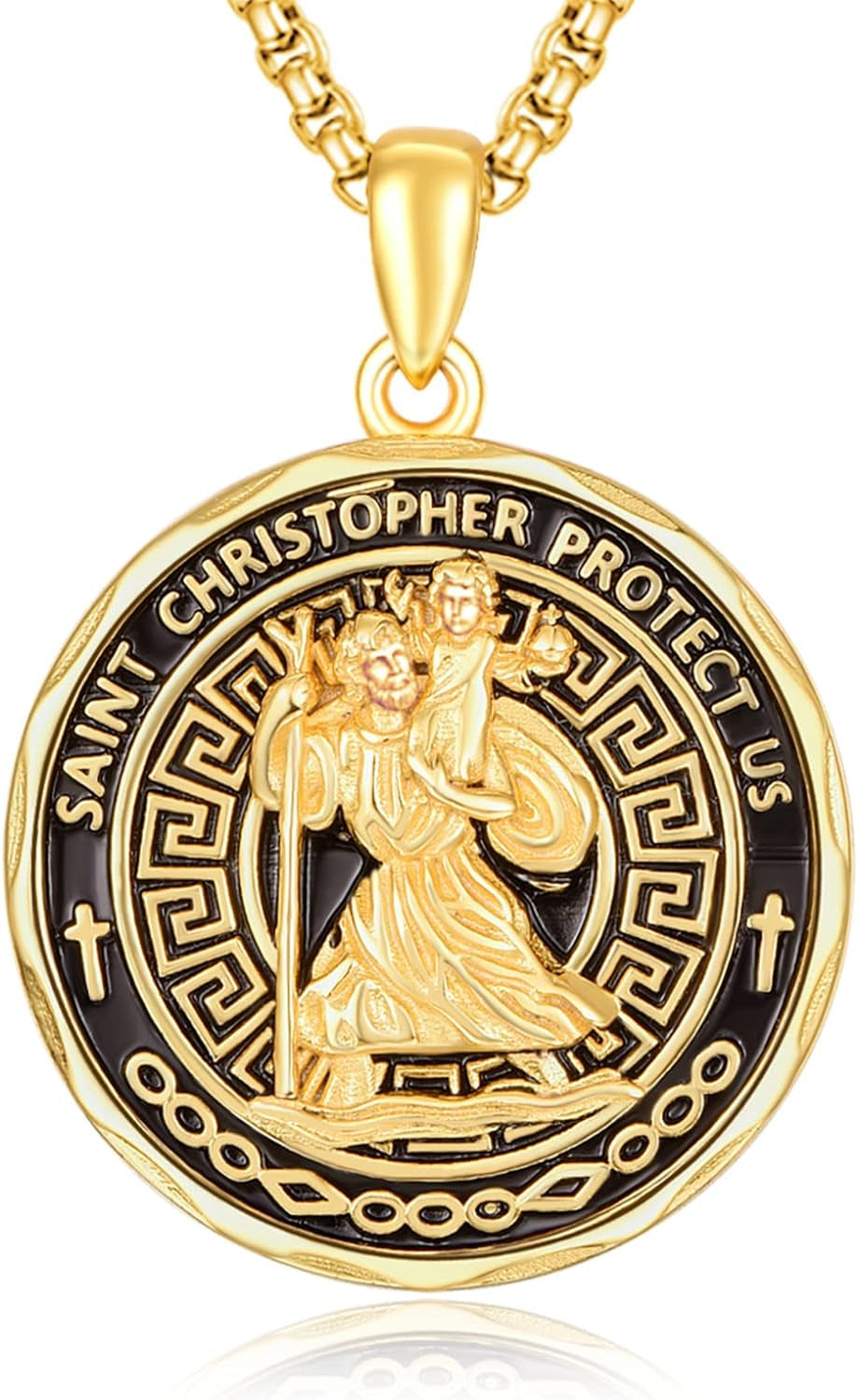 St Michael/St Christopher Necklace S925 Sterling Silver Archangle Saint Michael Protect US Pendant Jewelry Graduation Gifts for Women Men