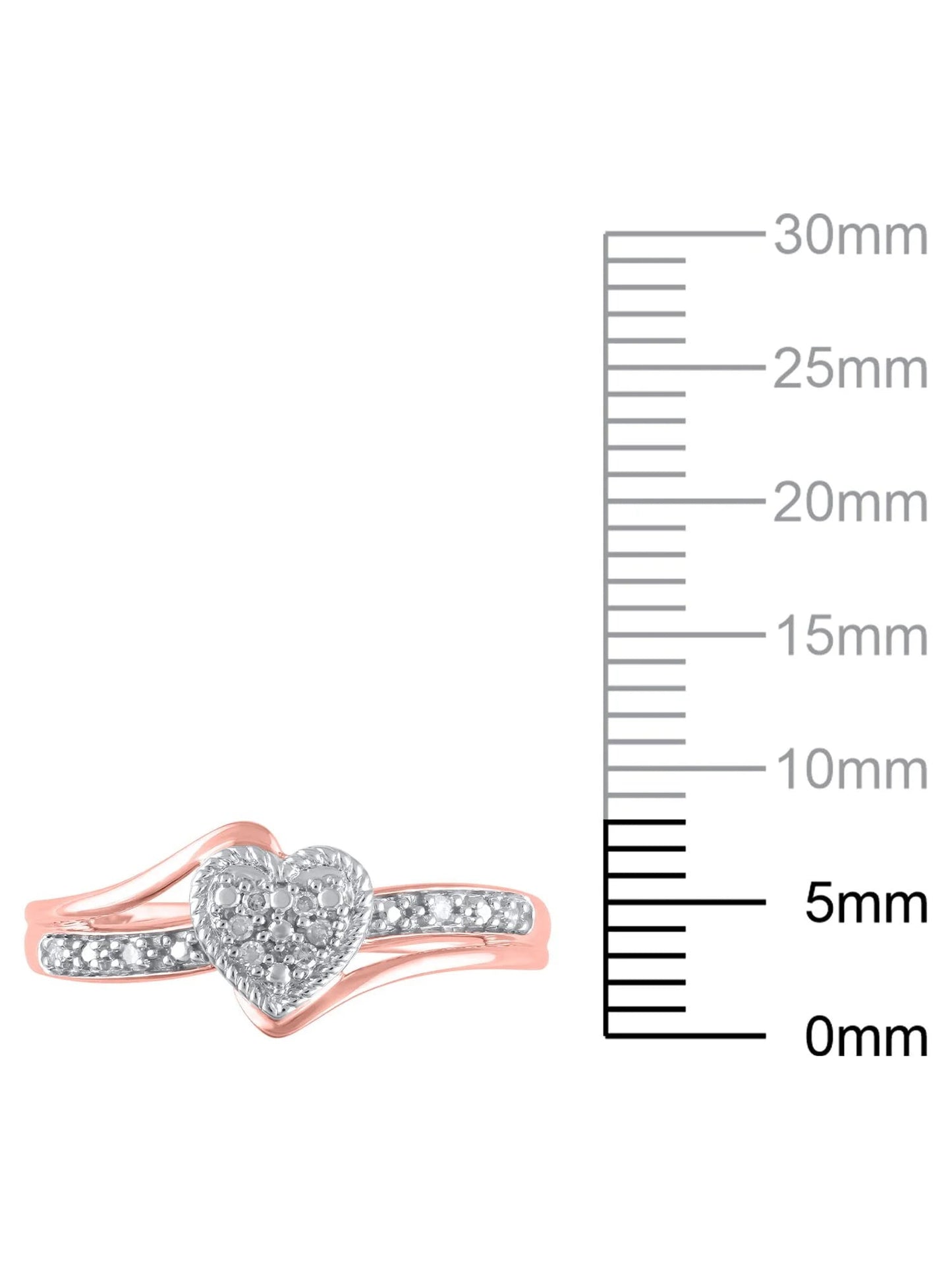 Diamond Accent (I3 Clarity, J-K Color)  Diamond Heart Promise Ring in 10K Pink Gold, Size 4