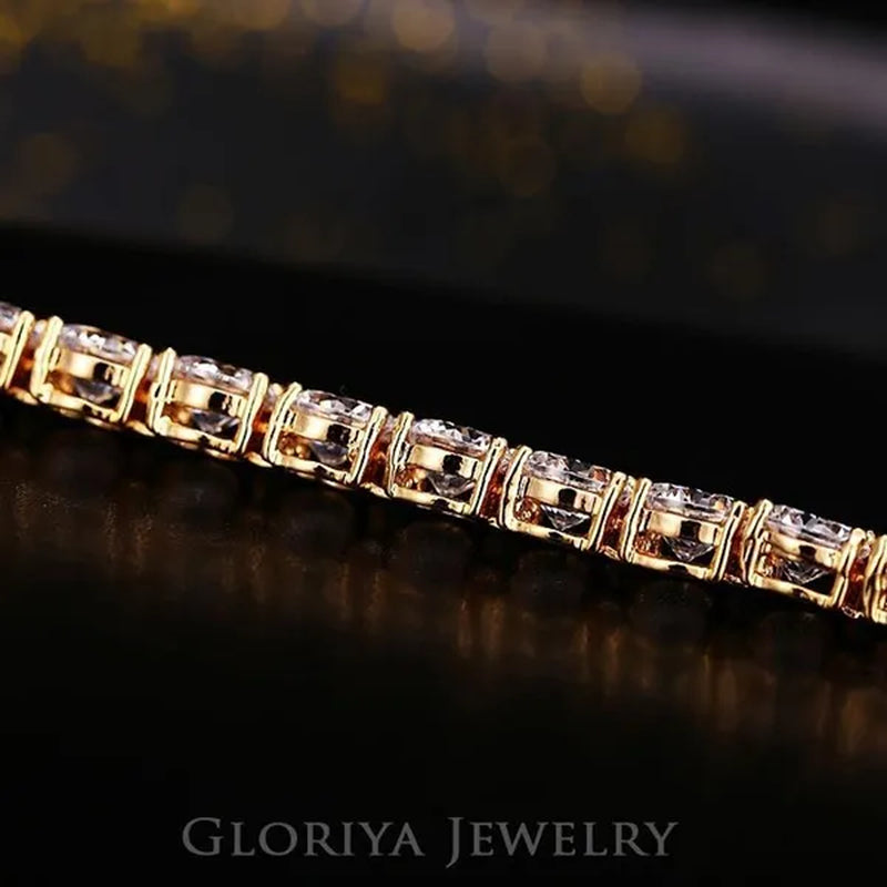 Gloriya Perfect round Cut 0.5 Carat AAA+ CZ Zirconia Silver Plated Classic Ladies Wedding Bracelets Bangles for Women Engagement Gift