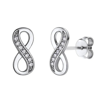 925 Sterling Silver Cubic Zirconia Infinity Symbol Stud Earrings for Women Girls