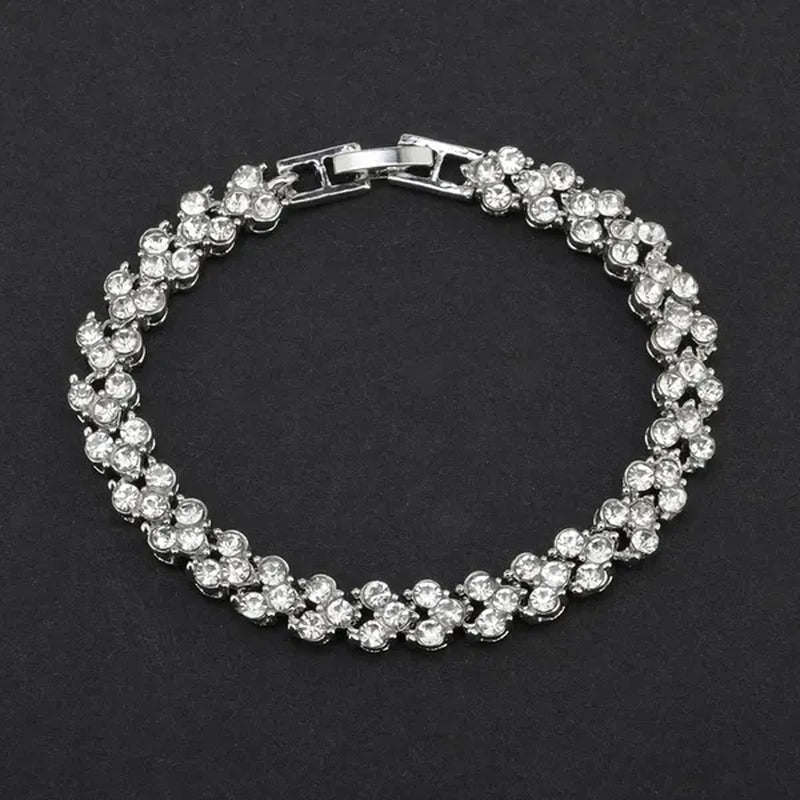 Hip Hop Bling Iced Out Cubic Zirconia Charm Bracelet Gold Silver Tennis Chain Bracelets Women 3 Row Link Chain Jewelry