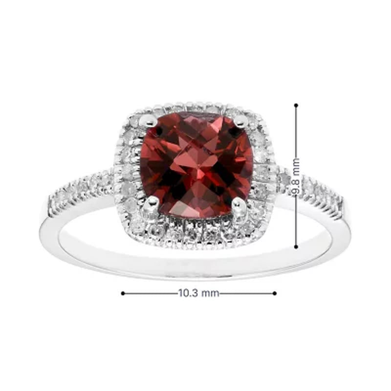 Garnet and 0.18 CT. T.W. Diamond Ring in 14K Gold