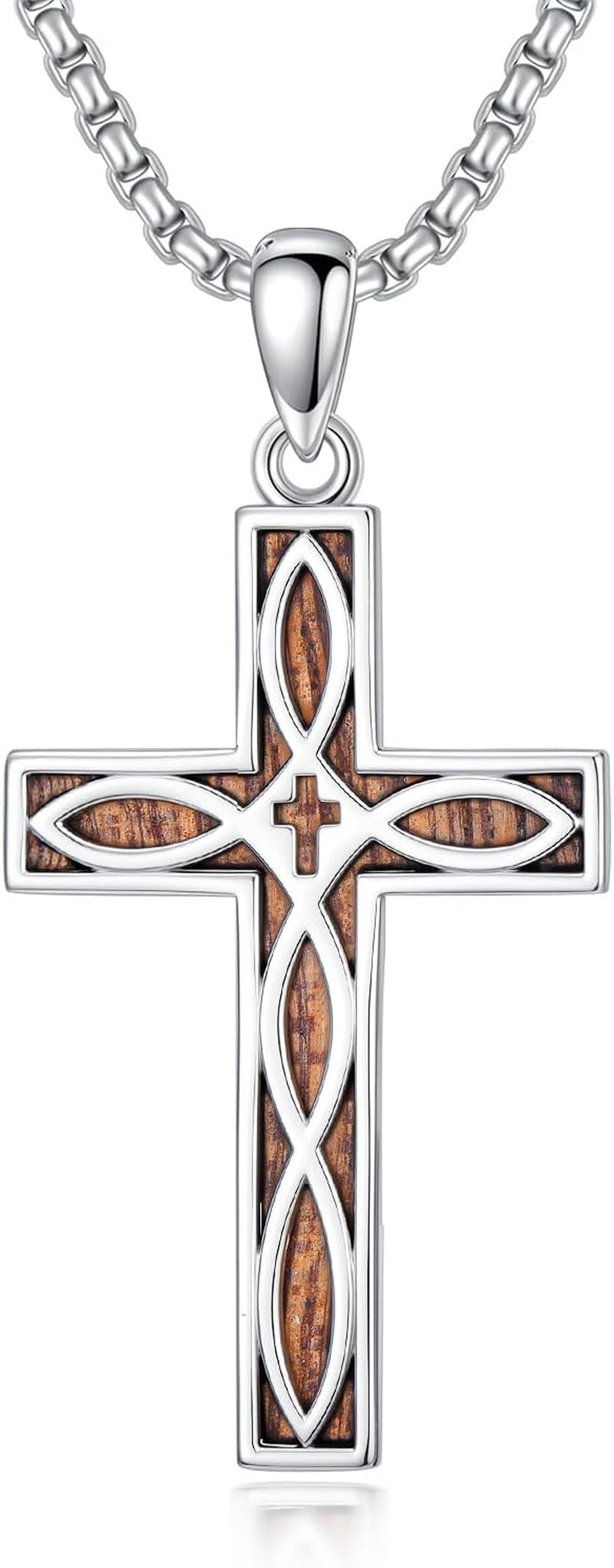 Cross Necklace 925 Sterling Silver Cross Necklace Cross Pendant Christian Religious Cross Jewelry Gifts for Men Women