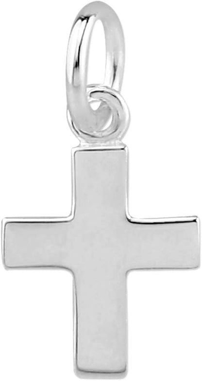 925 Sterling Silver Cross Charm, Mini Cross Charm Pendant for Necklace, Bracelet, Jewelry, High Polished Silver Cross Pendant