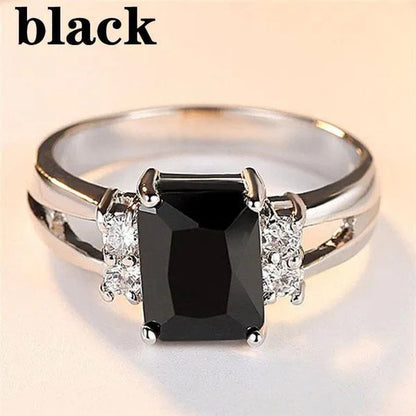 Jewelry Women 925 Silver Plated Amethyst / Red / Blue / Black Engagement Ring Size 6-11 (Choice Color and Size )
