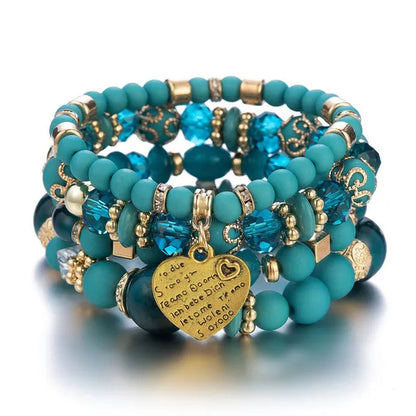 Ethnic style multi-layered bracelet crystal beaded ladies hand jewelry