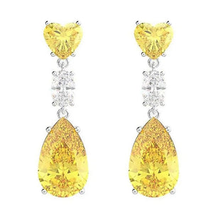 Exquisite Fashion Teardrop Cut Citrine Dangle Gemstone Earrings for Bridal Wedding Party Women Jewelry Gift