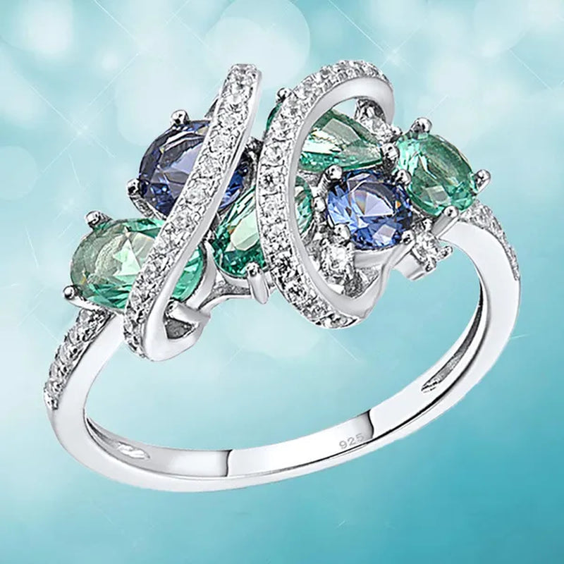 Trendy Luxury Creative Ladies Stone Ring Sparkling Twisted Zircon Ring Bridal Wedding Engagement Ring Mother's Day Birthday Party Anniversary Gift High Jewelry Anillo De Compromiso