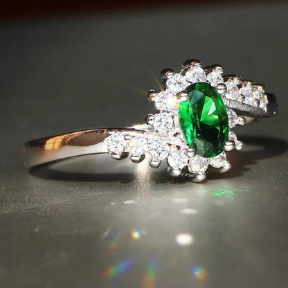 Exquisite Silver Natural Sapphire Gemstones Opal Birthstone Bride Princess Wedding Engagement Strange Ring Size 6 7 8 9 10