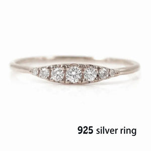 Women's Fashion Exquisite Small 925 Sterling Sliver Tiny Baguette Diamond Ring Stacking Ring Dainty Ring Stackable Ring Gift for Women Size 5-12