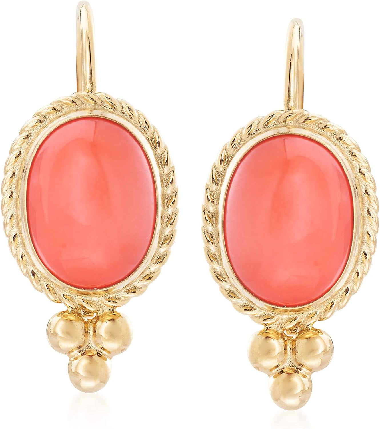 Bezel-Set Coral Drop Earrings in 14Kt Yellow Gold