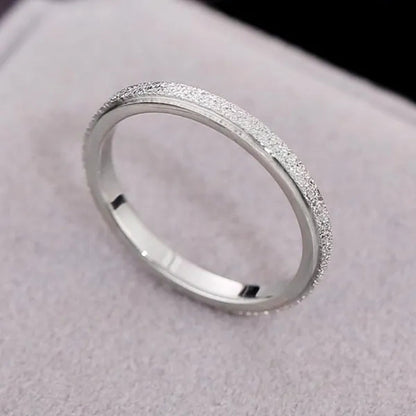 2mm Rose Gold and Silver Sandblast Ring Titanium Steel Wedding Band for Women Girl Size 3-10