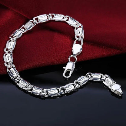 Fashion Beautiful 925 Silver Solid Bracelet for Women Men Chain Charm Classic Wedding Gift High Quality Jewelry