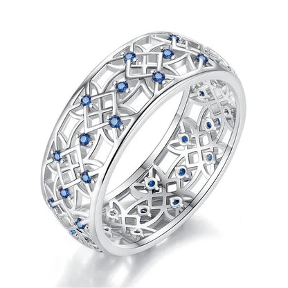 925 Silver anniversary Statement Ring Natural Gemstones Sapphire Ring Wedding Bride Engagement Band Charm Ring Jewelry size 6 7 8 9 10