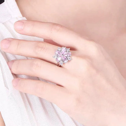 Elegant Women'S Flower Ring Luxury Pink Zircon Ring, Fashionable Flower Shape Women'S Ring, Engagement, Wedding Ring, Princess Ring, Promise Ring, Valentine'S Day, Christmas Gift. Size US5-11. Happy Shopping!