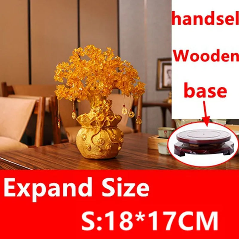3 Size Festival Holiday Gifts Natural Citrine Quartz Crystal Money Tree in for Wealth Money Bay Lucky Tree