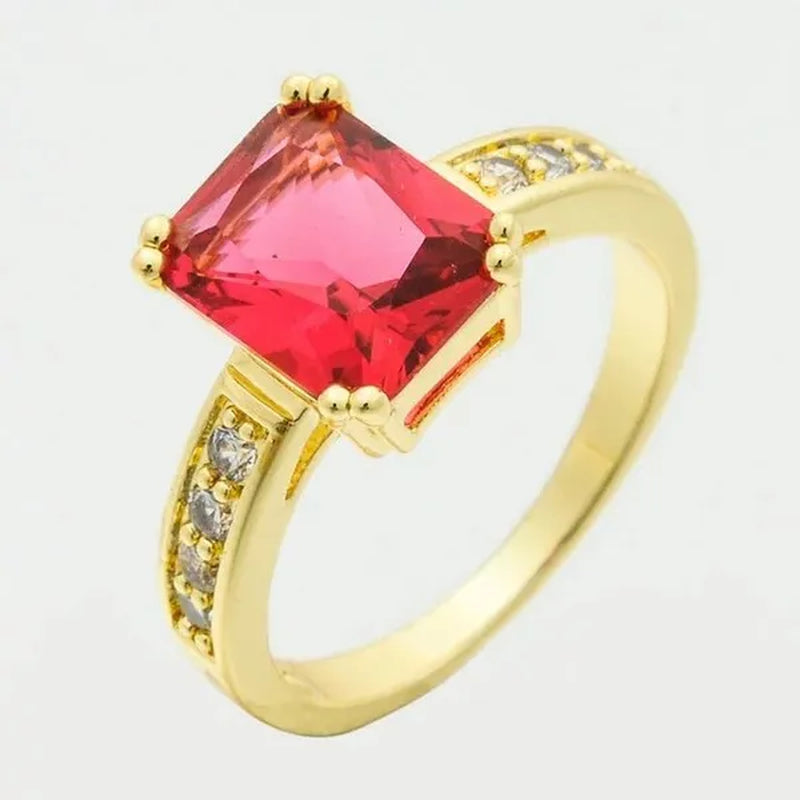6-Color Natural 3.58CT White/Alexandrite/Sapphire/Pink/Emerald/Ruby Diamond 14K Yellow Gold Ring Size 6-10