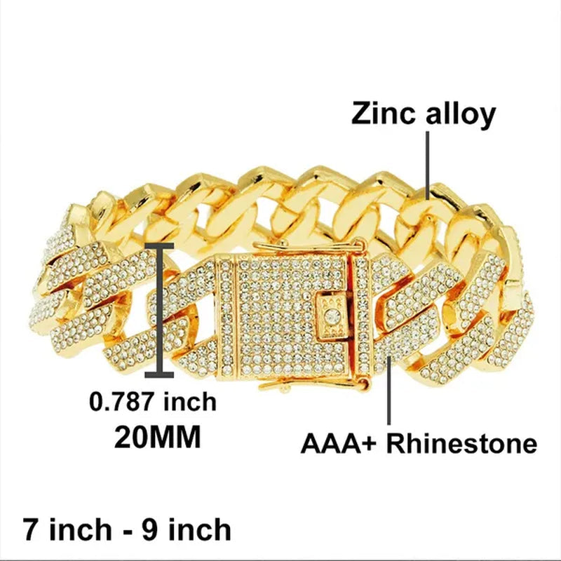 Hip Hop Bracelet Cuban Link Bracelet Ice Out Tennis Bracelet for Men and Women Hip Hop Jewelry